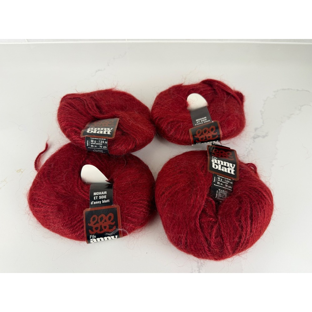 Anny Blatt Yarn Mohair Blend Maroon French Blend Lot of 4 Skeins